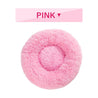 Pink fluffy donut dog bed with ultra-plush calming design for cats and dogs