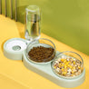 Automatic dual pet feeding bowls with water dispenser for cats and dogs in mint green