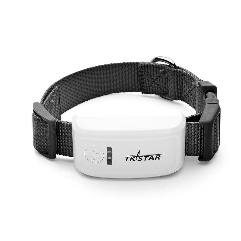 Compact black adjustable cat collar with white TKSTAR Cat GPS Tracker device attached for real-time pet location monitoring