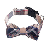 Plaid pet bow collar with adjustable cloth strap and plastic buckle for small to medium dogs