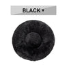 Fluffy Donut Dog Bed in black, ultra-plush round calming pet bed for cats and dogs with raised rim and soft long plush fabric.