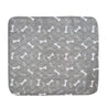 Gray 3-layer waterproof pet absorbent pad with white bone pattern, reusable and machine washable, leak-proof for dogs and cats.