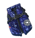 Breathable and washable navy blue dog cotton vest with zipper and harness attachments for small to large dogs