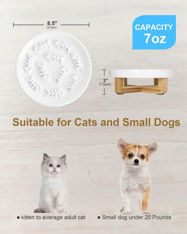 Ceramic Pet Feeder, Slow Feed Cat Bowls