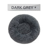 Dark grey fluffy donut dog bed with ultra-plush, calming design for cats and dogs
