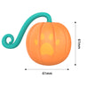 Orange pumpkin-shaped electric cat toy with green curly tail, 61mm size, playful pet teaser ball