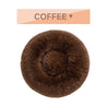 Fluffy Donut Dog Bed in coffee color, ultra-plush round calming pet bed for cats and dogs with raised rim and soft long plush fabric