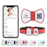 NFC Smart QR Code Pet ID Tag silicone bowknot collar tag with smartphone showing pet contact info