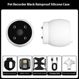 Pet Tracker Collar Camera with GPS, 170° wide-angle lens, waterproof silicone case, remote control, adjustable strap, charging cable, and 4-in-1 card reader accessories